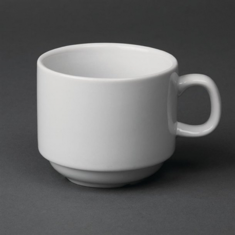 Olympia Whiteware Stacking Tea Cups 7oz 200ml (Pack of 12)