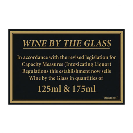 Beaumont 125ml and 175ml Wine Law Sign 170x110mm