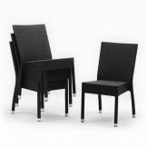 Bolero PE Wicker Side Chairs Charcoal Pack of 4