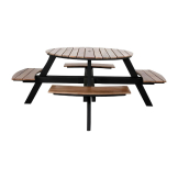 Bolero Acacia Round Picnic Table Bench Set