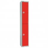 Elite Double Door Camlock Locker with Sloping Top Red