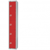 Elite Five Door Padlock Locker with Sloping Top Red