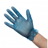 Vogue Powdered Vinyl Gloves Blue Small 100 Pack