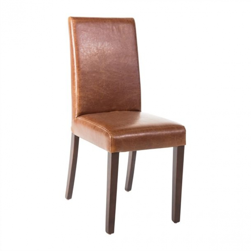 Bolero Faux Leather Dining Chair Antique Tan 2 Pack