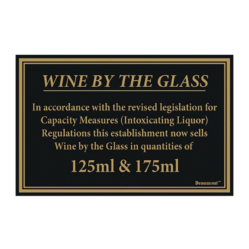 Beaumont 125ml and 175ml Wine Law Sign 170x110mm